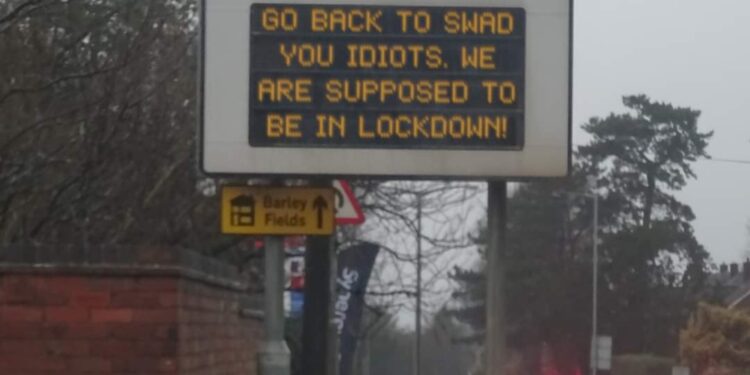 Traffic Management Signs hacked in Burton