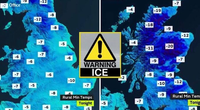 TEMPERATURES set to plummet to -20C tonight!