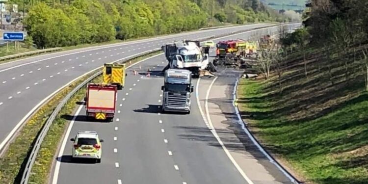 Three-truck M5 crash in Gloucestershire leaves one driver dead