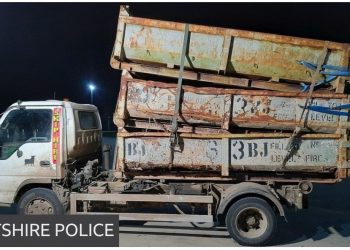 Skip driver fined £800 for dangerous load
