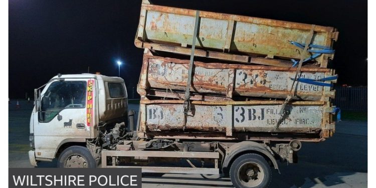 Skip driver fined £800 for dangerous load