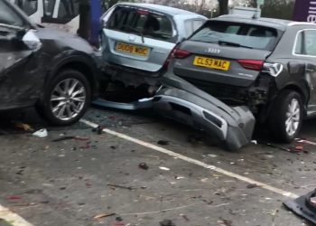 VIDEO | Carnage as truck smashes 17 parked cars