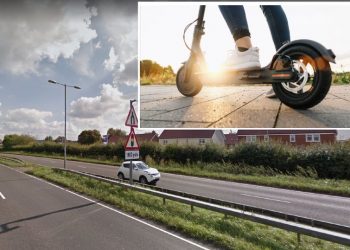 Cars swerve to avoid e-scooter rider on Dorset dual carriageway