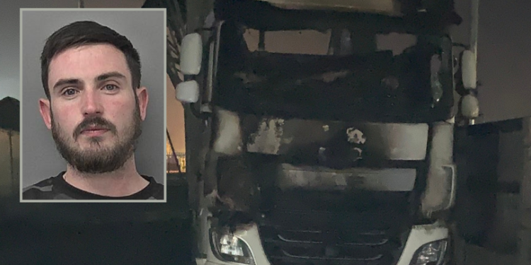 Terrified trucker leapt out of blazing cab after fire-obsessed arsonist set it alight while he was sleeping