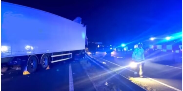 Trucker hospitalised after A34 crash