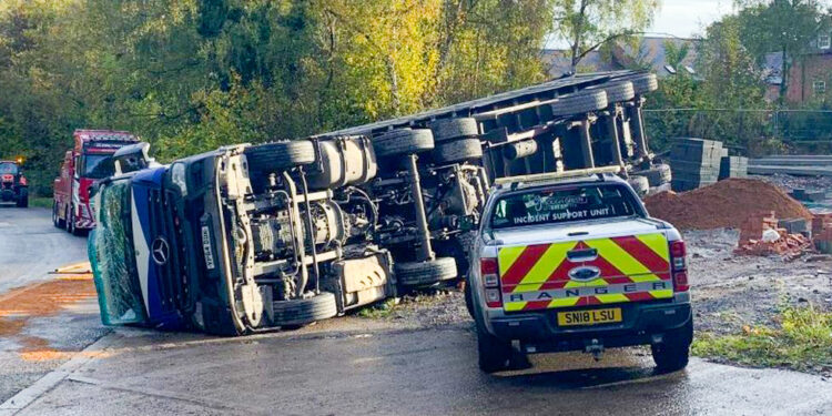 Trucker injured after rollover in Jackfield