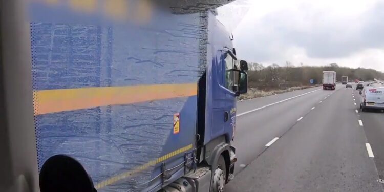 VIDEO OOPS | distracted trucker swerves into unmarked police tractor unit