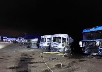 Trucks destroyed as firefighters called to ‘explosions’