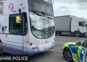 Arrest after stolen bus found in truck park