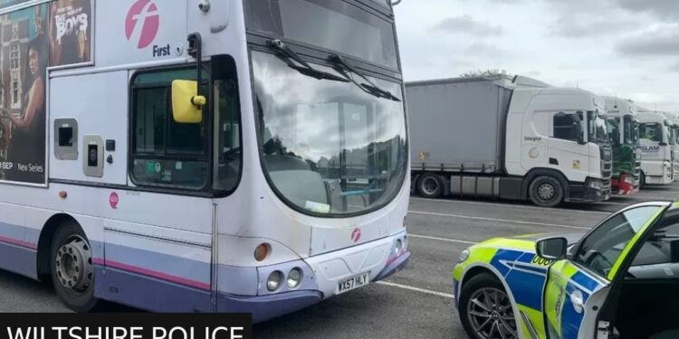 Arrest after stolen bus found in truck park