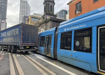 Truck & Tram Crash Causing Delays In Birmingham