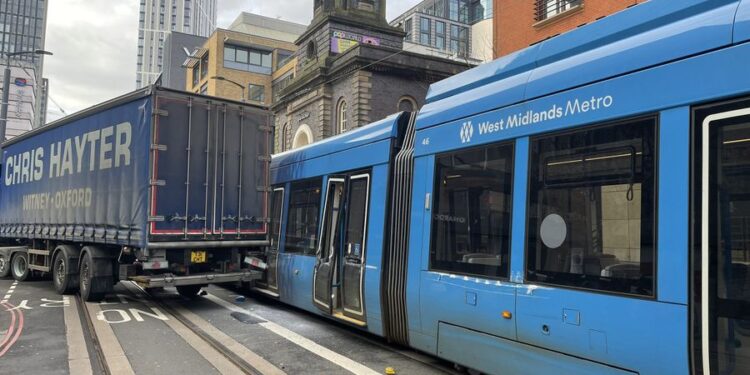Truck & Tram Crash Causing Delays In Birmingham